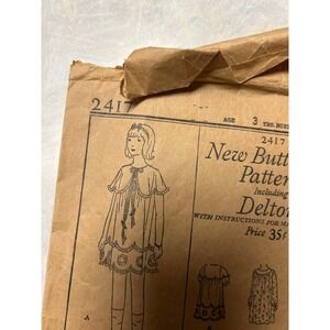Vintage 1920's Butterick Pattern #2417 Little Girls Slip-Over Frock Size 3 Years